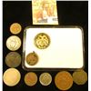 Image 2 : Sterling Silver Gold-plated Medal with membership card; & several foreign coins and tokens, includin