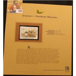 2003 Arizona Waterfowl $7.50 Stamp, mint, unused with original literature mounted in a plastic page.