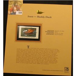 2003 Iowa Waterfowl $8.50 Stamp, mint, unused with original literature mounted in a plastic page. De