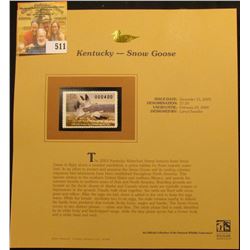 2003 Kentucky Waterfowl $7.50 Stamp, mint, unused with original literature mounted in a plastic page
