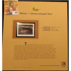 2003 Maine Waterfowl $5.50 Stamp, mint, unused with original literature mounted in a plastic page. D