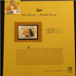 2003 New Jersey Waterfowl $5.00 Stamp, mint, unused with original literature mounted in a plastic pa