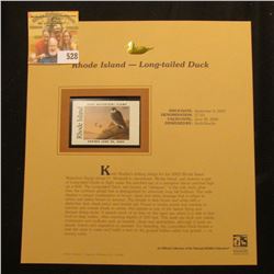 2003 Rhode Island Waterfowl $7.50 Stamp, mint, unused with original literature mounted in a plastic 