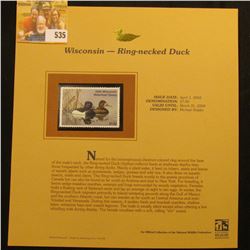 2003 Wisconsin Waterfowl $7.00 Stamp, mint, unused with original literature mounted in a plastic pag