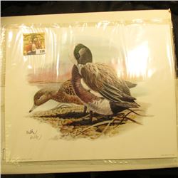 1999 Fleetwood hand autographed print of a pair of Ducks (Widgeon???) by Don Balke, 10.5" x 13.25".