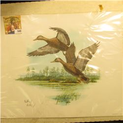 1996 Fleetwood hand autographed print of a pair of Ducks (Either a Pair of Black Ducks, or two hen M
