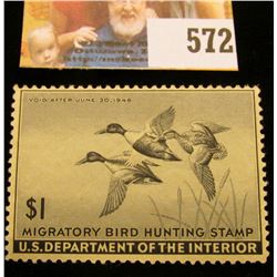 1945 RW12 Federal Migratory Bird Hunting $1 Stamp, unsigned, original gum, NH, VF.