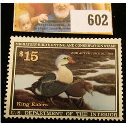 1991 RW 58 Federal Migratory Bird Hunting $15.00 Stamp, unsigned, original gum, NH, VF.