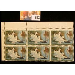 1970 RW37 Federal Migratory Bird Hunting $3 Stamp, Plate numbered block of Six. This block was value