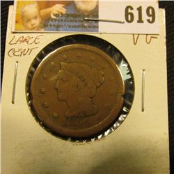 1854 U.S. Large Cent, small rim tick otherwise VG.