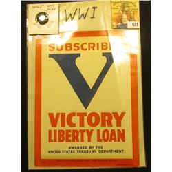 Glass Window decal "Subscriber V Victory Liberty Loan Awarded by the United States Treasury Departme