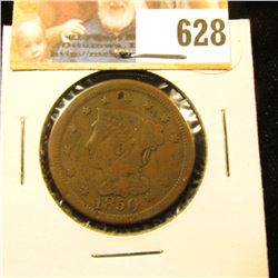 1850 U.S. Large Cent, VG, slight damage.