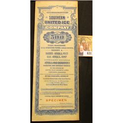 1927 "United States of America State of New Jersey Southern United Ice Company $500 First Mortgage 6