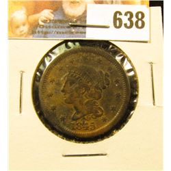 1845 U.S. Large Cent, VG. Slight discoloration.