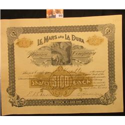 Dec. 1, 1892 "Le Mars and La Dura Mining Company Location of Mines in the Sierra Madras, Mexico", "T