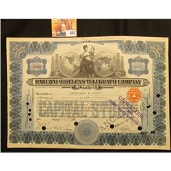 Mar 23, 1920 5 Shares "Marconi Wireless Telegraph Company of America"  Lady Justice with scale, uppe