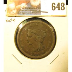 1840 Large Date U.S. Large Cent, VG.
