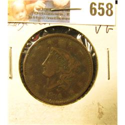 1834 U.S. Large Cent, VG. Slight bend.