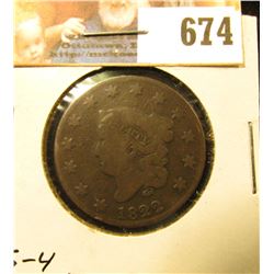 1822 U.S. Large Cent, Newcomb 4, Good.