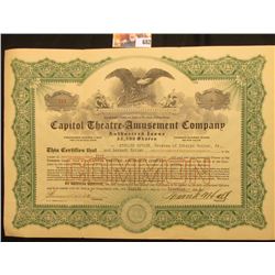 December 8, 1921 "Capitol Theatre=Amusement Company…State of New Jersey", valid for 5 shares of Comm