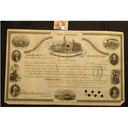 Large August Seventh, 1854 Certificate No. 237 "United States of America City of Philadelphia State 