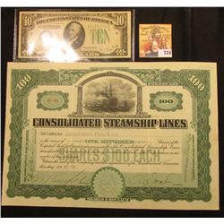 June 27, 1907 One Hundred Shares "Consolidated Steamship Lines…State of Maine…", No. 4236, upper cen