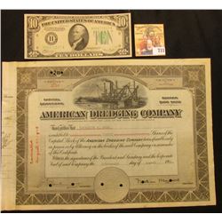 Stock Certificate No. 3254 for 20 Shares "American Dredging Company…State of Pennsylvania…", hole ca
