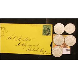 Early 1900 or late 1800 era Bullseye cancelled Envelope addressed to Keokuk County, Iowa; & (5)  Goo