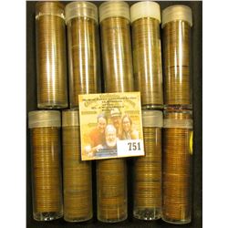 (10) Rolls of Lincoln Cents including a 1918 S Solid Date roll, all in plastic tubes and some marked