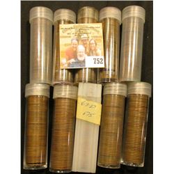 (10) Rolls of Lincoln Cents including a 1919 Solid Date roll, all in plastic tubes and some marked w