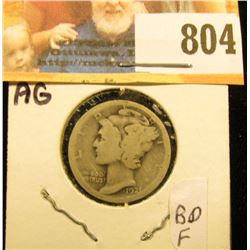 1921 P Mercury Dime, AG. Key date.