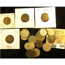 .75c Face Canada 80% Silver Coins; .20c face 50% Fine Silver Dimes; U.S. Silver Quarter, holed; (8) 