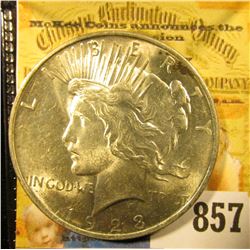 1923 P U.S. Peace Silver Dollar, Gem Brilliant Uncirculated.