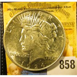 1924 P U.S. Peace Silver Dollar, Uncirculated.