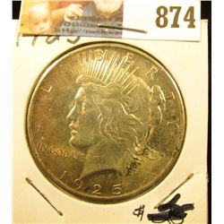 1925 P U.S. Peace Silver Dollar, cleaned EF-AU.