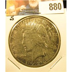 1926 S U.S. Peace Silver Dollar, cleaned VF.