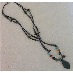 NECKLACE - BLACK ONYX & AGATE GEMSTONES