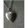 Image 2 : NECKLACE - STAMPED "MC STER" - 12" LONG - HEART PENDANT - FLOWER ENGRAVED