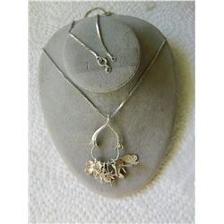 NECKLACE - 7 CHARMS - CHAIN (23") STAMPED VNS STG PENDANT STAMPED "FM79 STERLING"  - CHARMS (BUTTERF