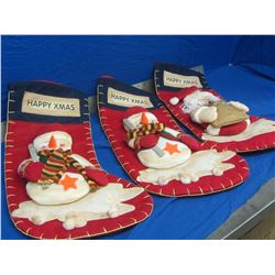 3 new large stockings 2 snowmen& 1 santa