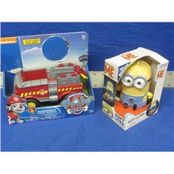 2 new toys / despicable me + paw patrol fire truck