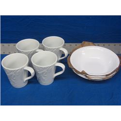 4 new plates and 4 coffee mugs