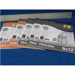Lot of 5 art paper / 3 tracing and 2 acrylic