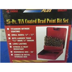 New 25 piece bradpoint drill bit set in metal index case