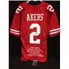Image 1 : DAVID AKERS AUTOGRAPHED 49ERS FOOTBALL JERSEY W/ COA (STAT INSCRIPTIONS)