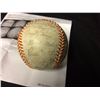 Image 3 : VINTAGE SIGNED "STAMP BALL" BASEBALL W/ BABE RUTH, JOE DiMAGGIO, JACKIE ROBINSON, LOU GEHRIG