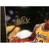 Image 2 : MAGIC JOHNSON AUTOGRAPHED 30" X 36" FRAMED PHOTO VS MICHAEL JORDAN (1991 NBA FINALS) JSA COA