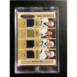 PARKHURST TRUE COLORS MEMORABILIA CARD (CROSBY, LEMIEUX, LeCLAIR, CHRISTENSEN)