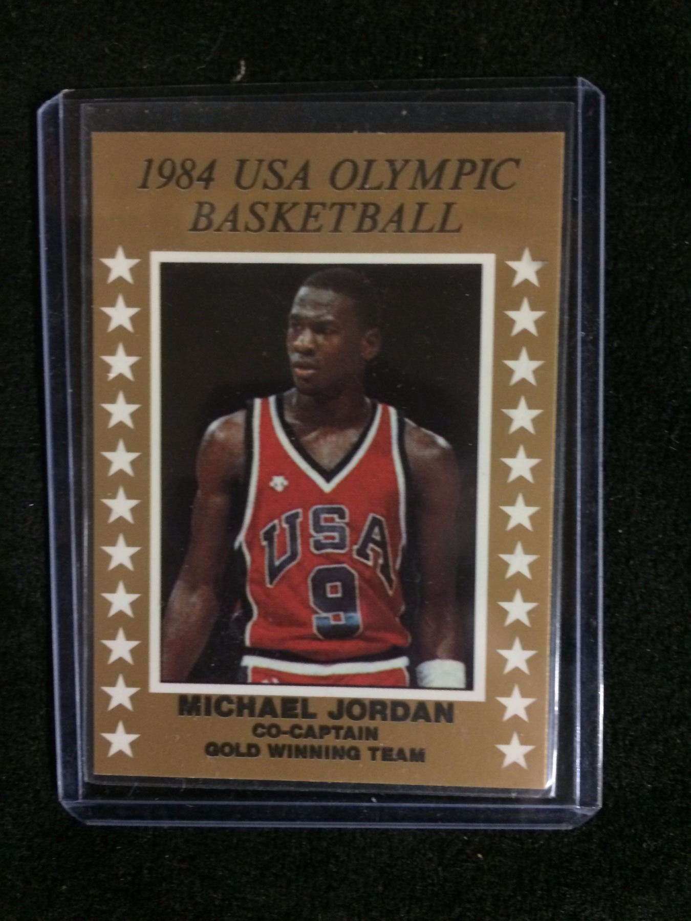 1984 MICHAEL JORDAN USA OLYMPIC BASKETBALL CARD GOLD WINNING TEAM 1984 MICHAEL JORDAN USA OLYMPIC BASKETBALL CARD GOLD WINNING TEAM