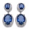 Image 1 : STERLING SILVER BLUE SAPPHIRE DROP EARRINGS